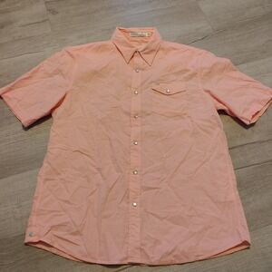 XL Criquet Men's Corduroy Pearl Snap Short Sleeve Shirt Pink XL Cotton Blend